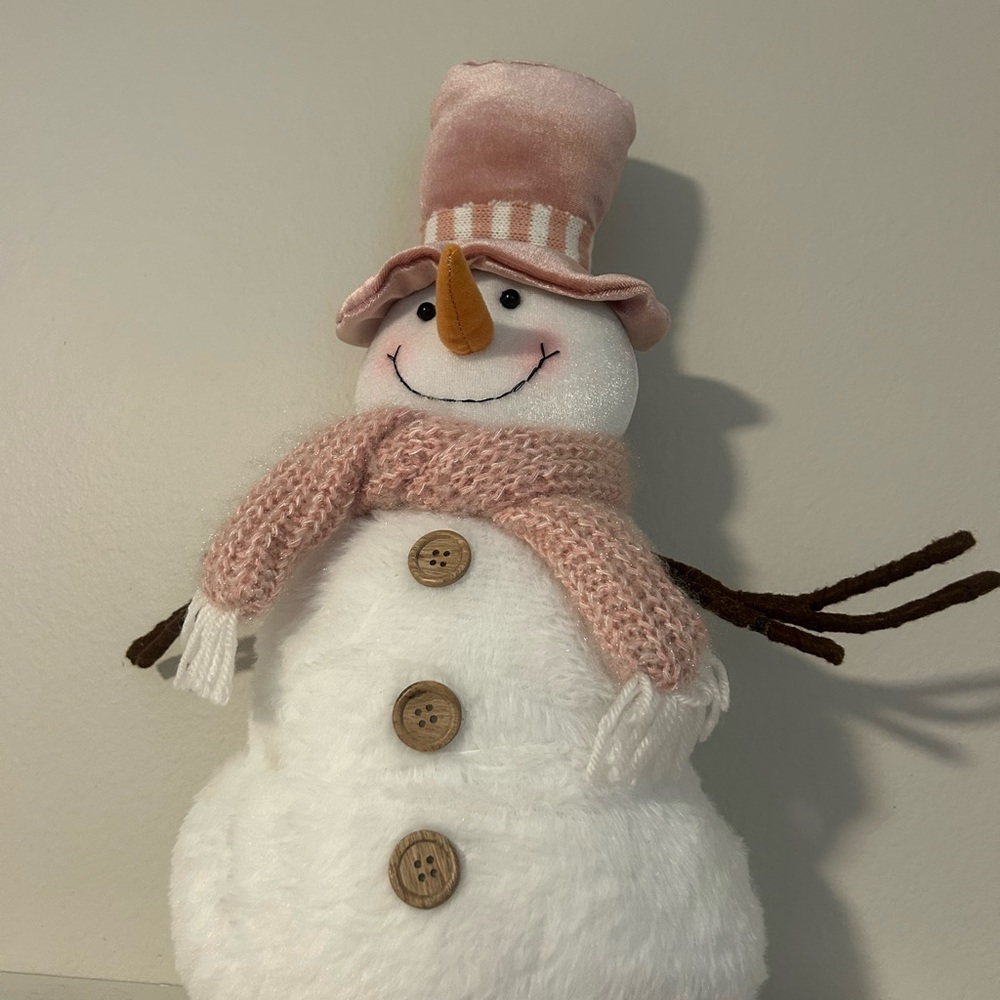 Target Christmas Decor Snowman with Pink and White Accents